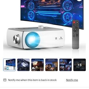 White and Blue Projector with Remote